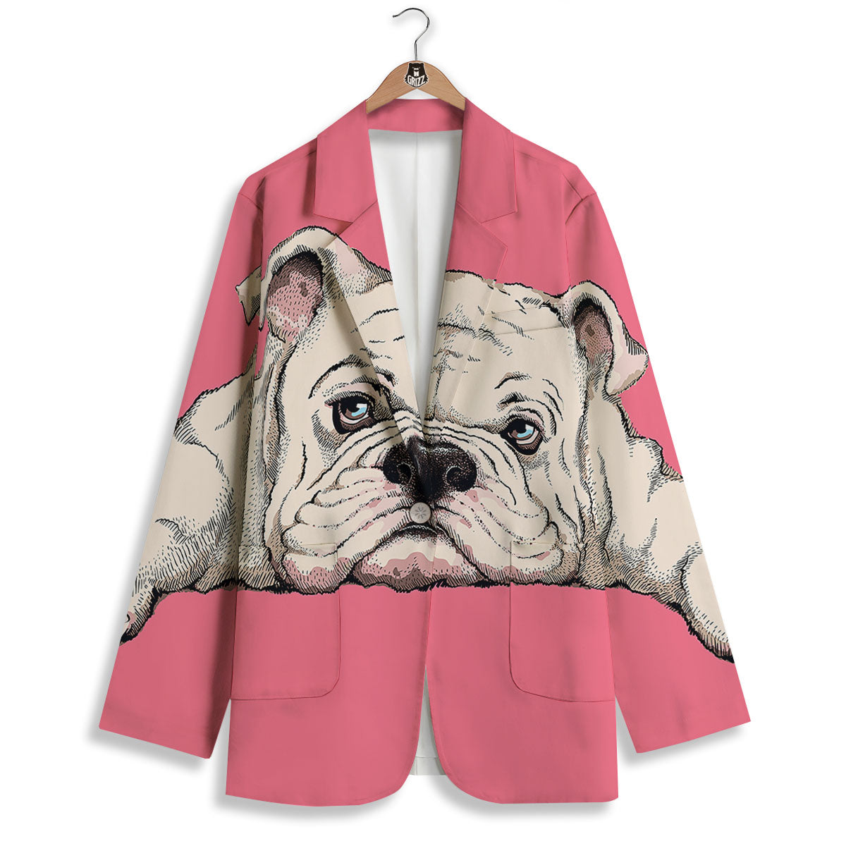Portrait English Bulldog Print Women's Blazer-grizzshop