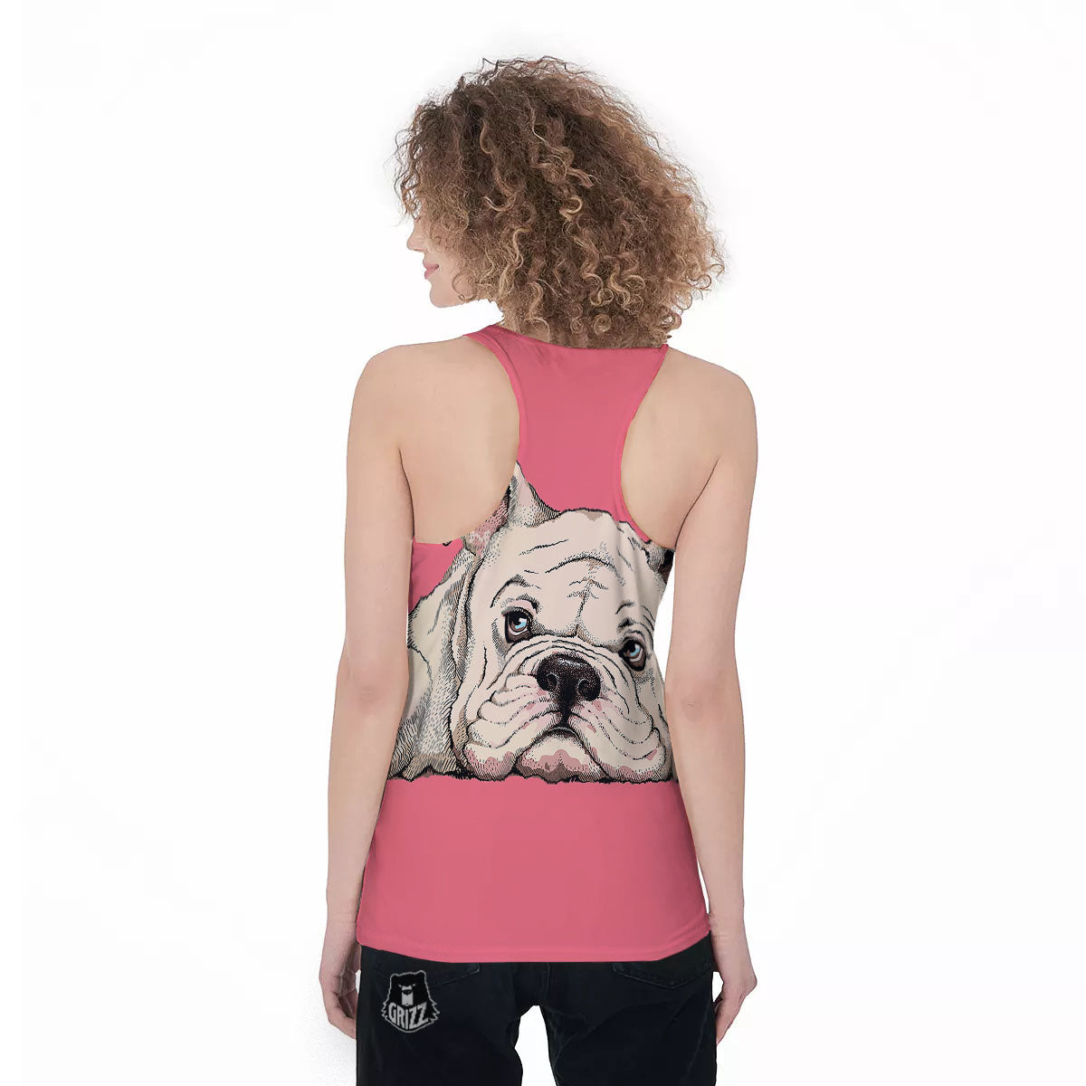 Portrait English Bulldog Print Women's Racerback Tank Top-grizzshop