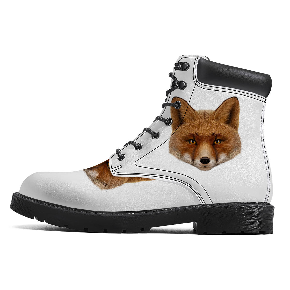 Portrait Fox Print Boots-grizzshop