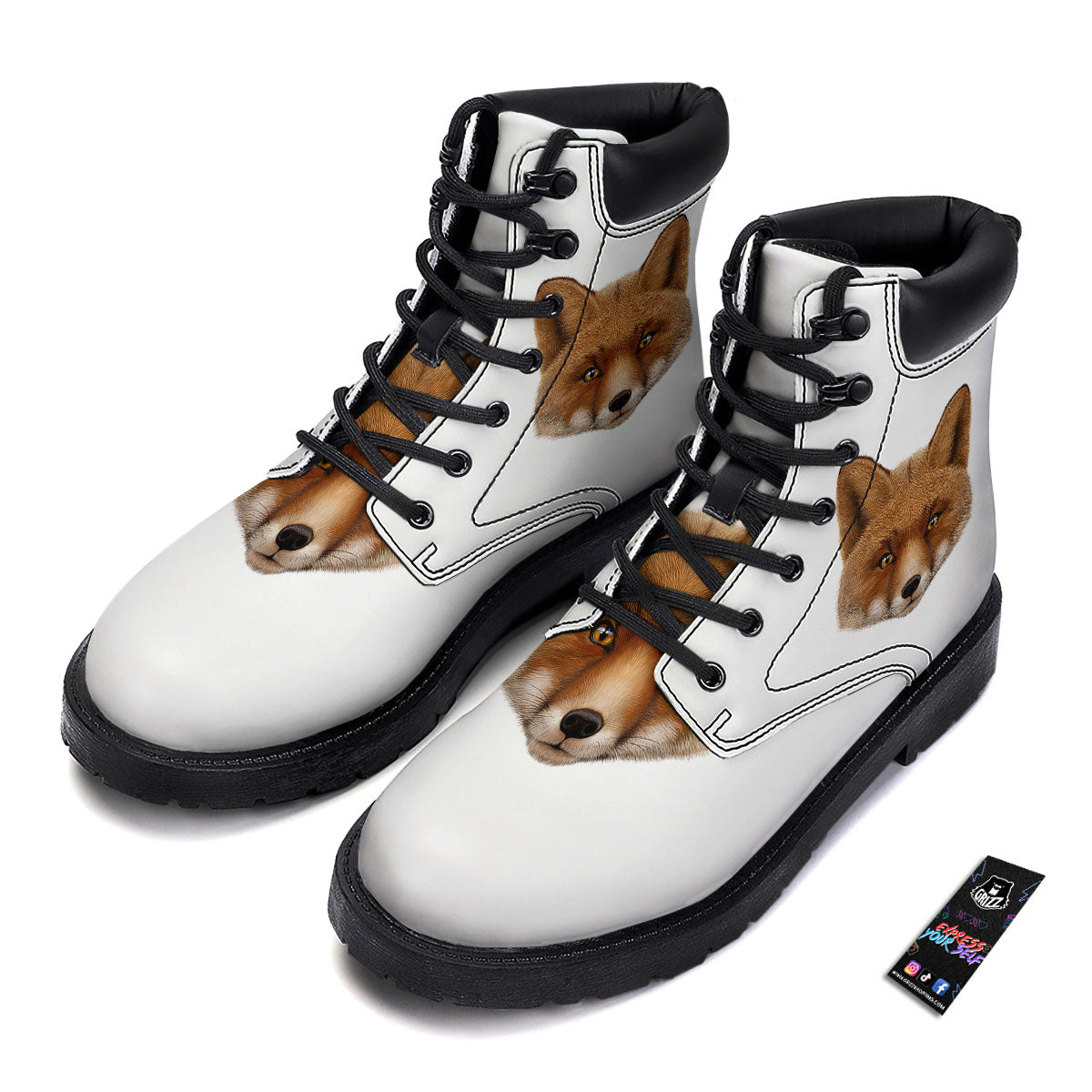 Portrait Fox Print Boots-grizzshop