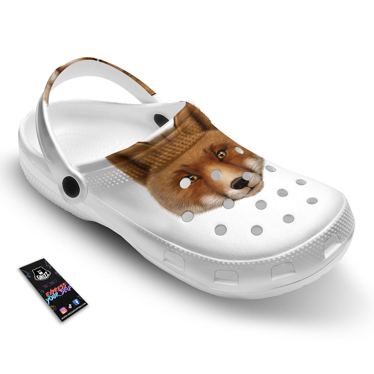 Portrait Fox Print Clog-grizzshop
