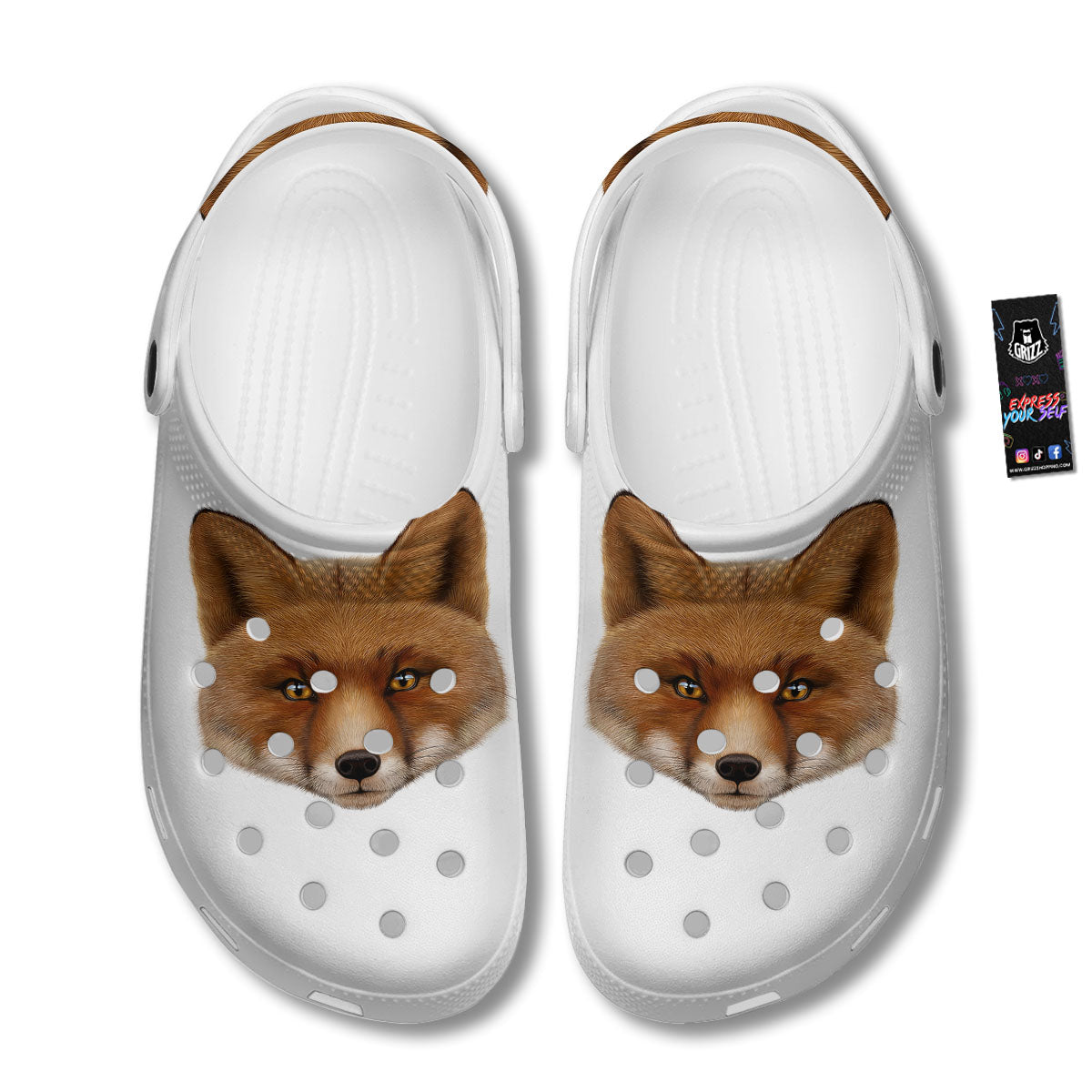 Portrait Fox Print Clog-grizzshop
