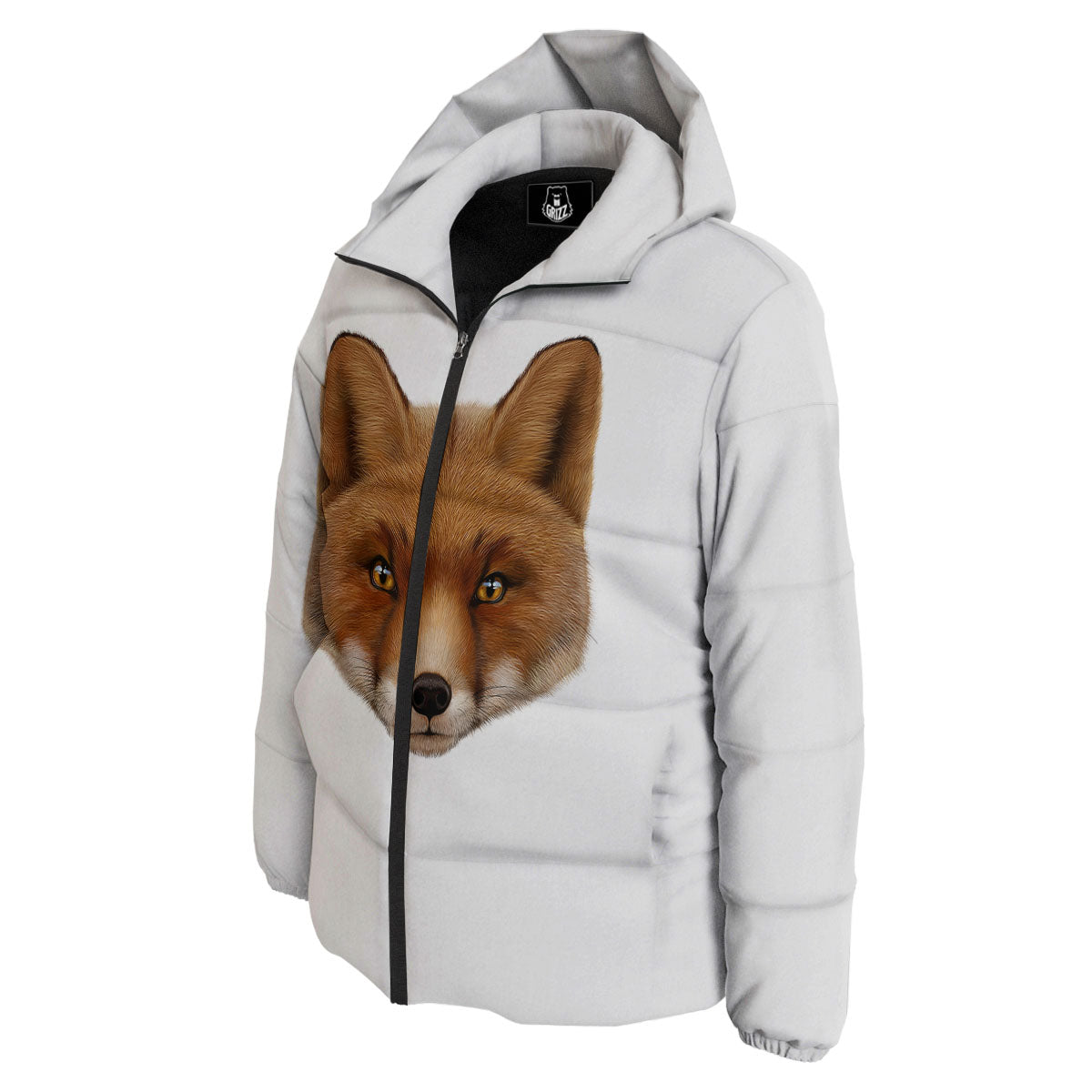 Portrait Fox Print Down Jacket-grizzshop