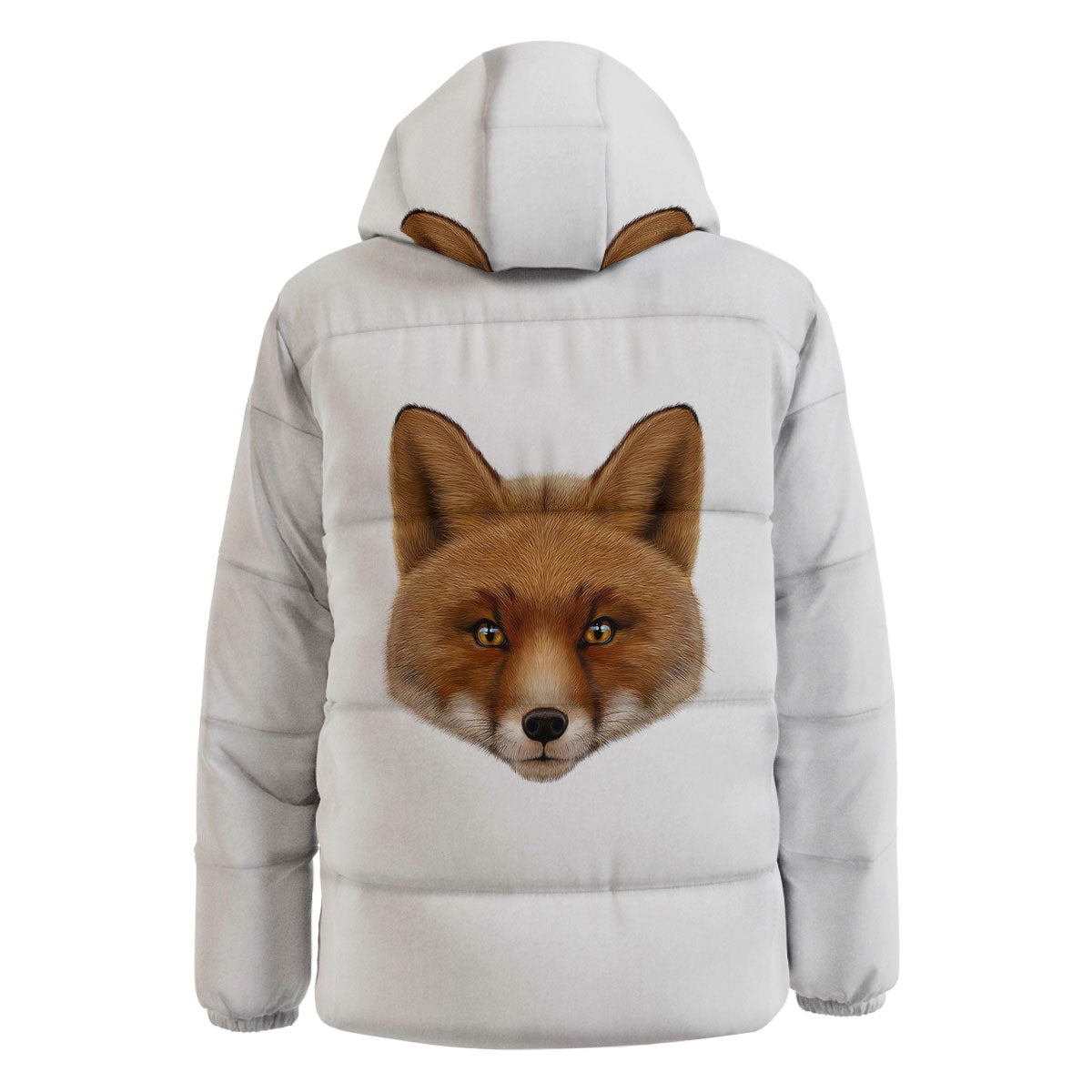 Portrait Fox Print Down Jacket-grizzshop