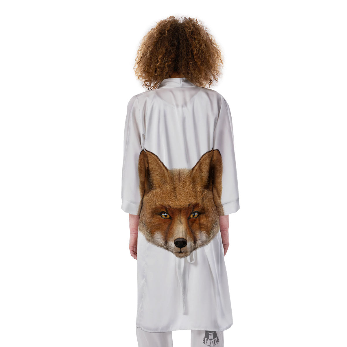 Portrait Fox Print Kimono-grizzshop