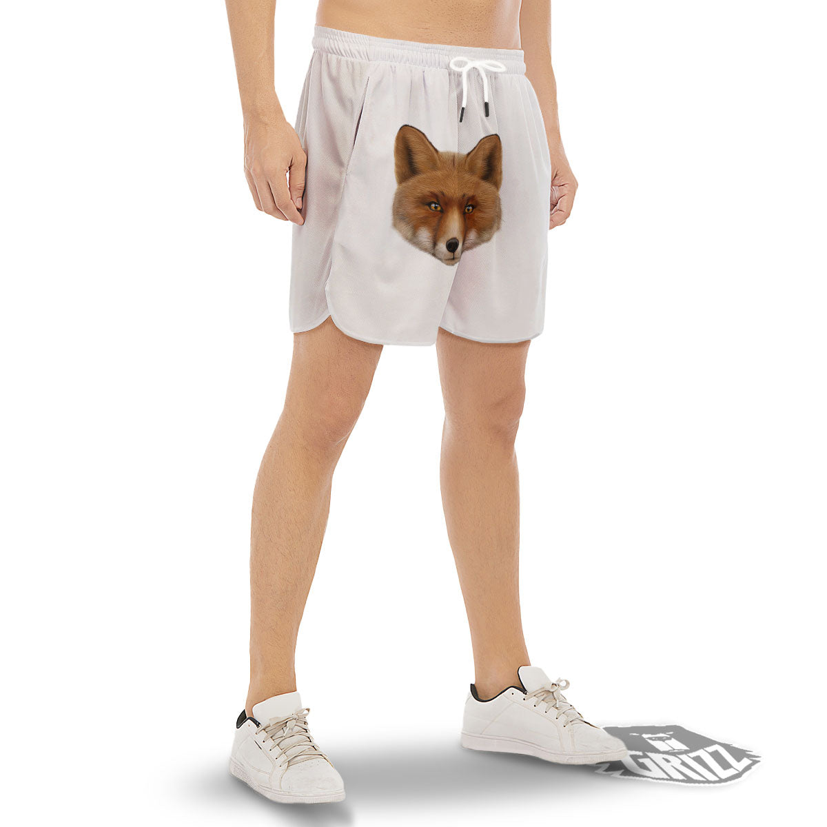 Portrait Fox Print Men's Gym Shorts-grizzshop