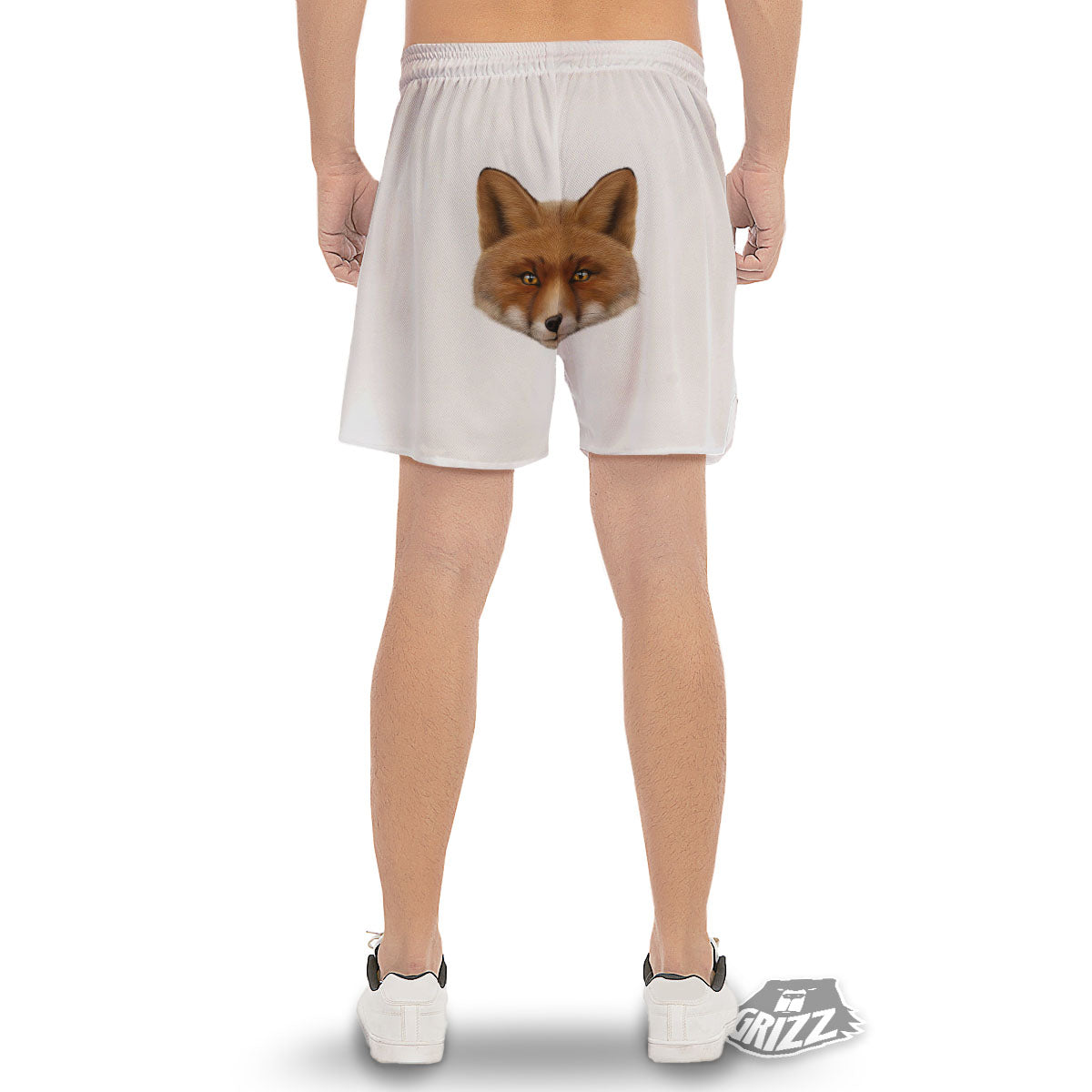 Portrait Fox Print Men's Gym Shorts-grizzshop