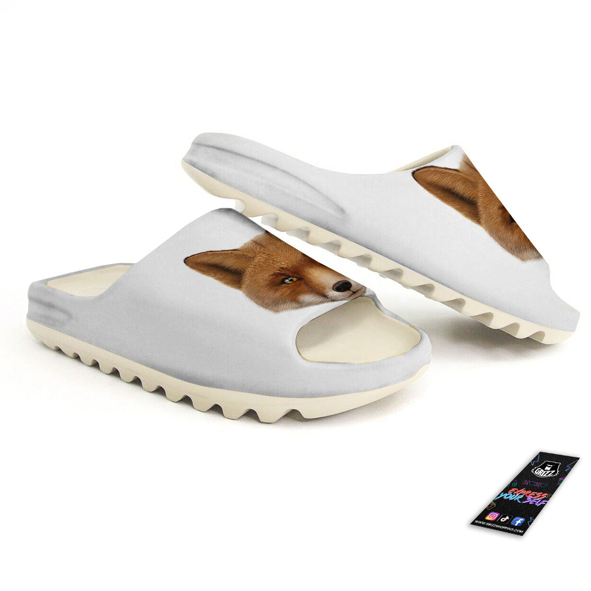 Portrait Fox Print Sandals-grizzshop