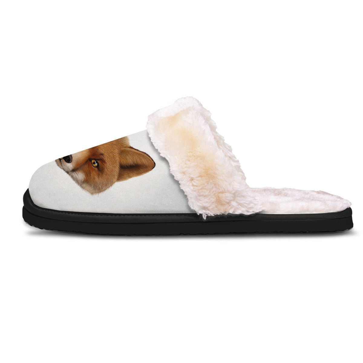 Portrait Fox Print Slippers-grizzshop