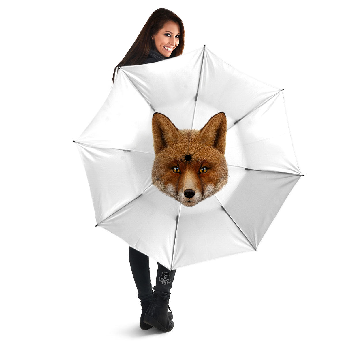 Portrait Fox Print Umbrella-grizzshop