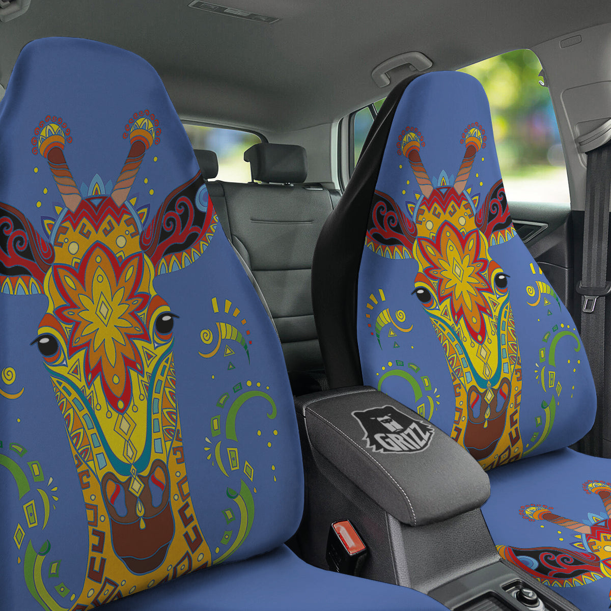 Portrait Giraffe Colorful Print Car Seat Covers-grizzshop
