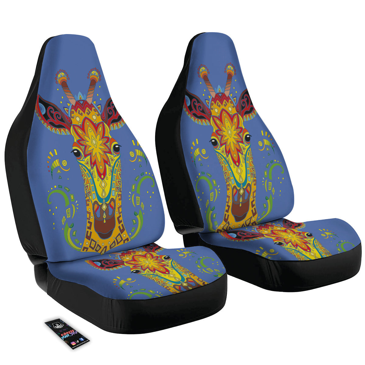 Portrait Giraffe Colorful Print Car Seat Covers-grizzshop