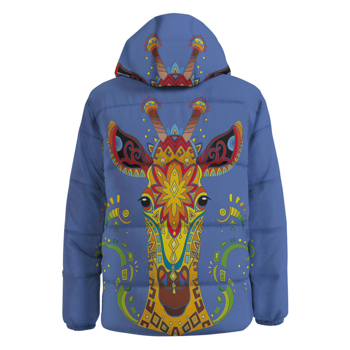 Portrait Giraffe Colorful Print Down Jacket-grizzshop