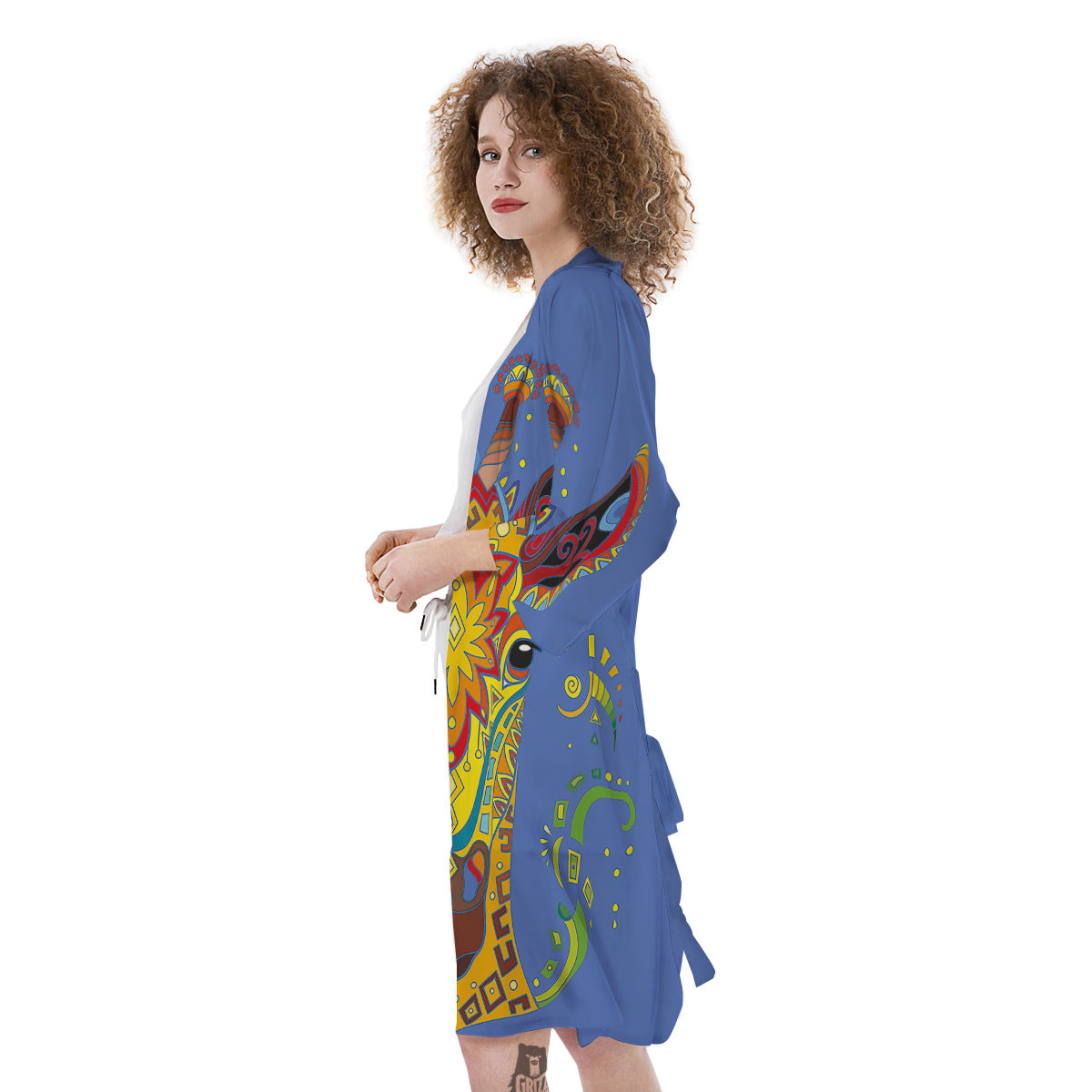 Portrait Giraffe Colorful Print Kimono-grizzshop