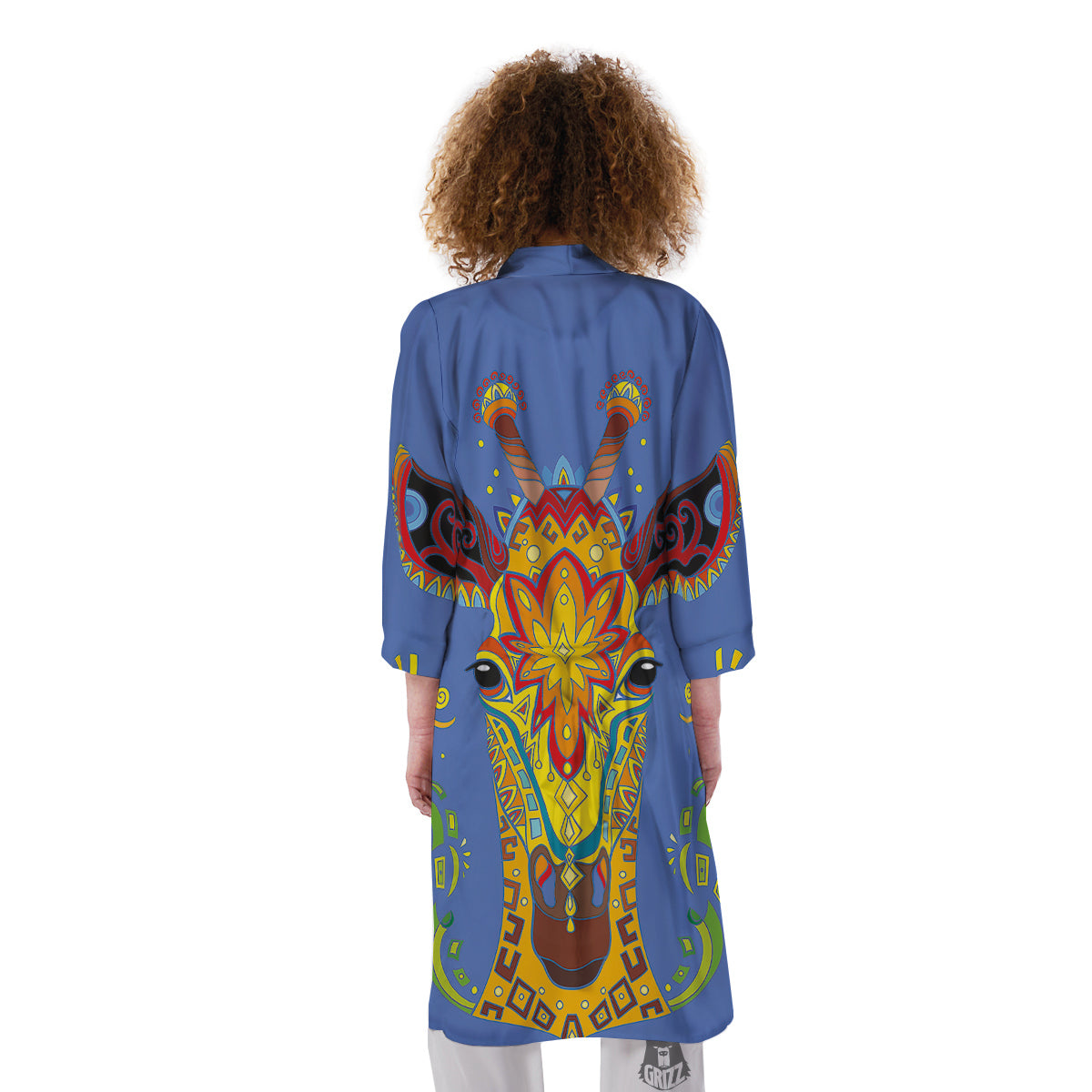 Portrait Giraffe Colorful Print Kimono-grizzshop