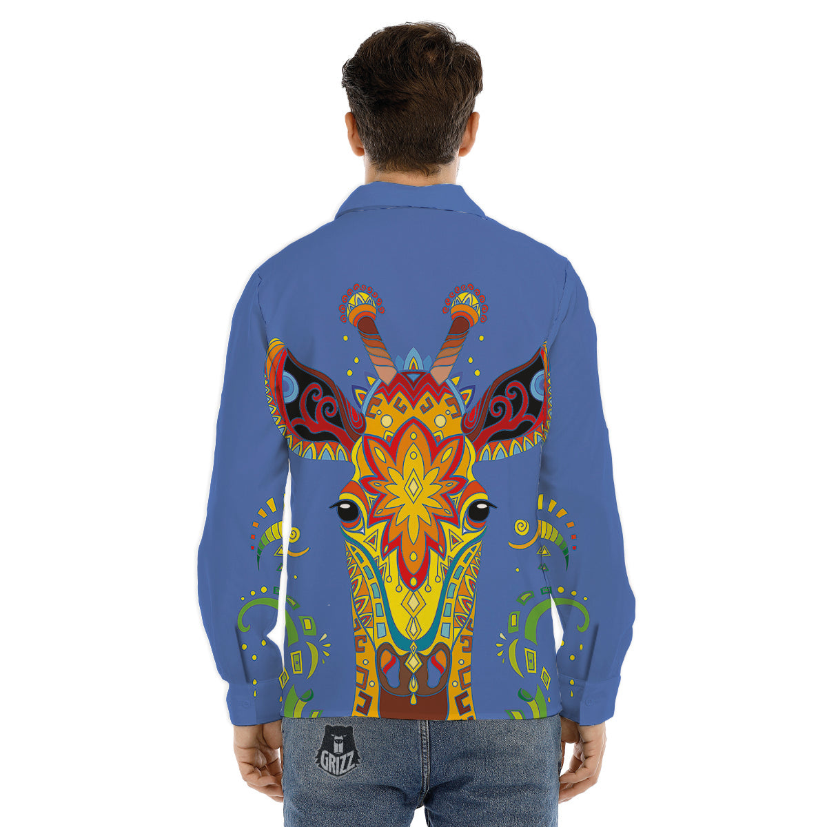 Portrait Giraffe Colorful Print Men's Dress Shirts-grizzshop