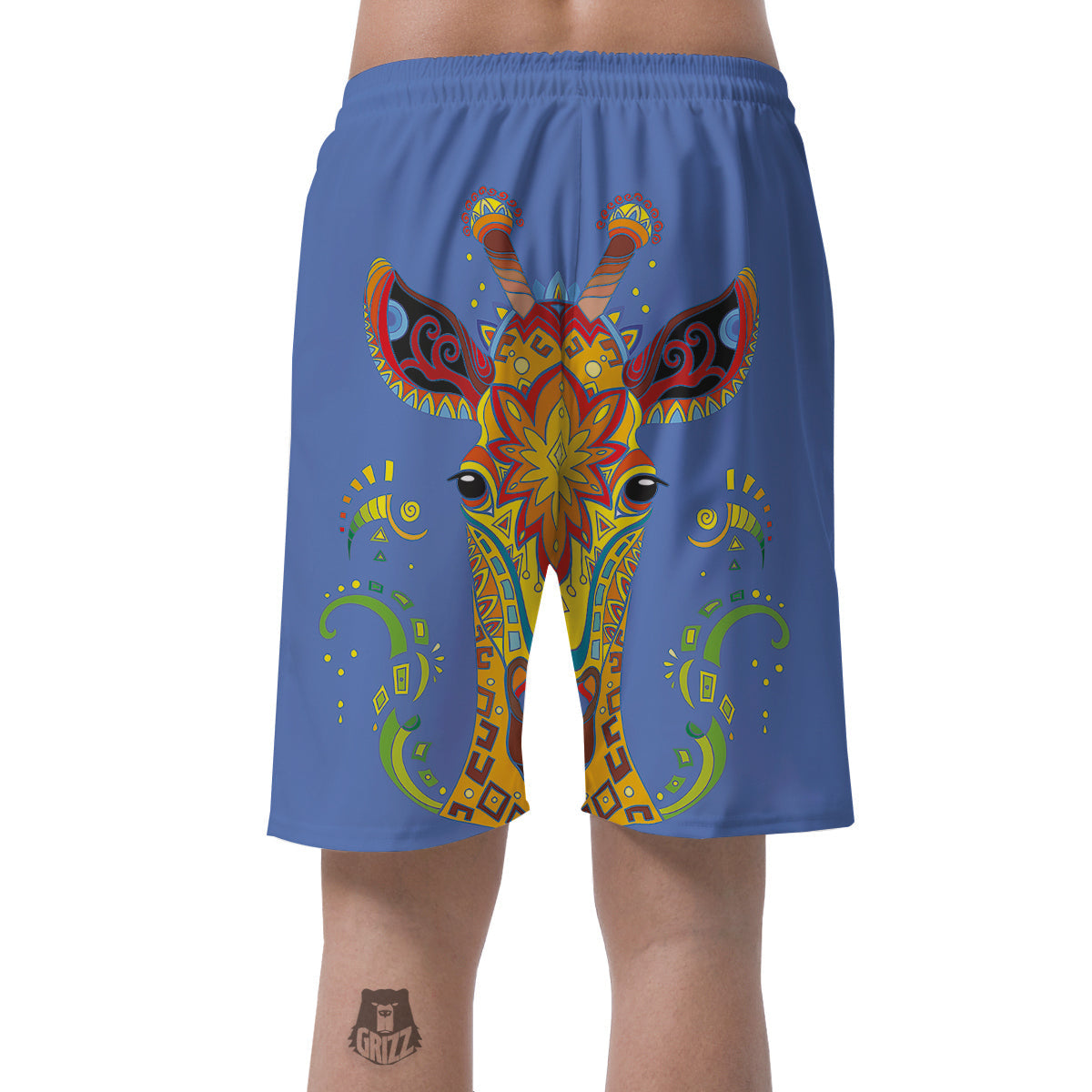 Portrait Giraffe Colorful Print Men's Shorts-grizzshop