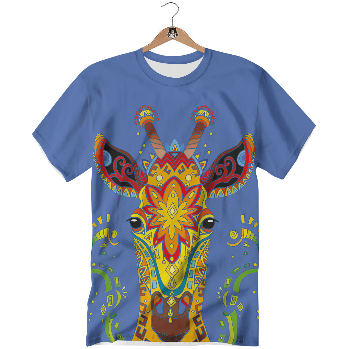 Portrait Giraffe Colorful Print T-Shirt-grizzshop