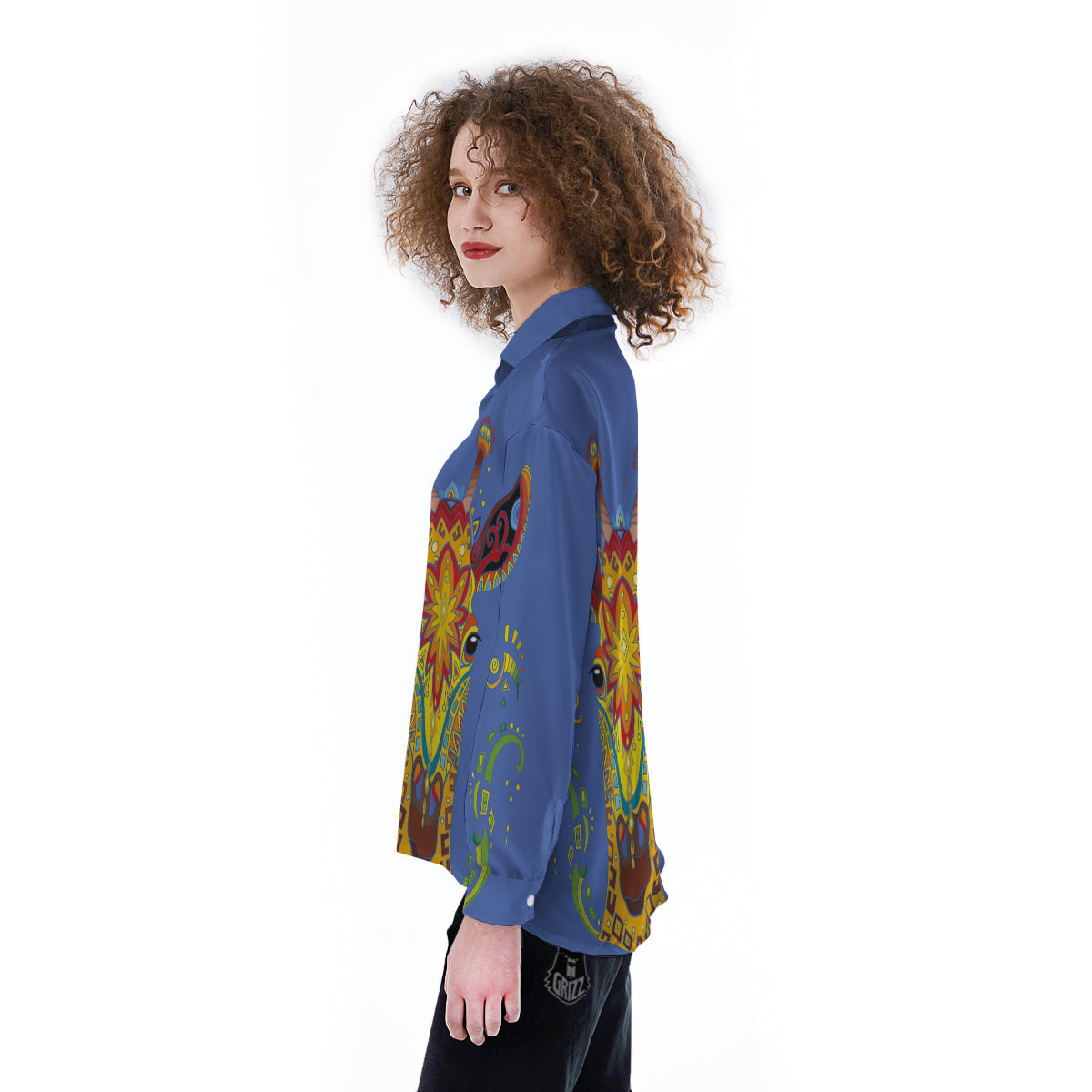 Portrait Giraffe Colorful Print Women's Long Sleeve Shirts-grizzshop