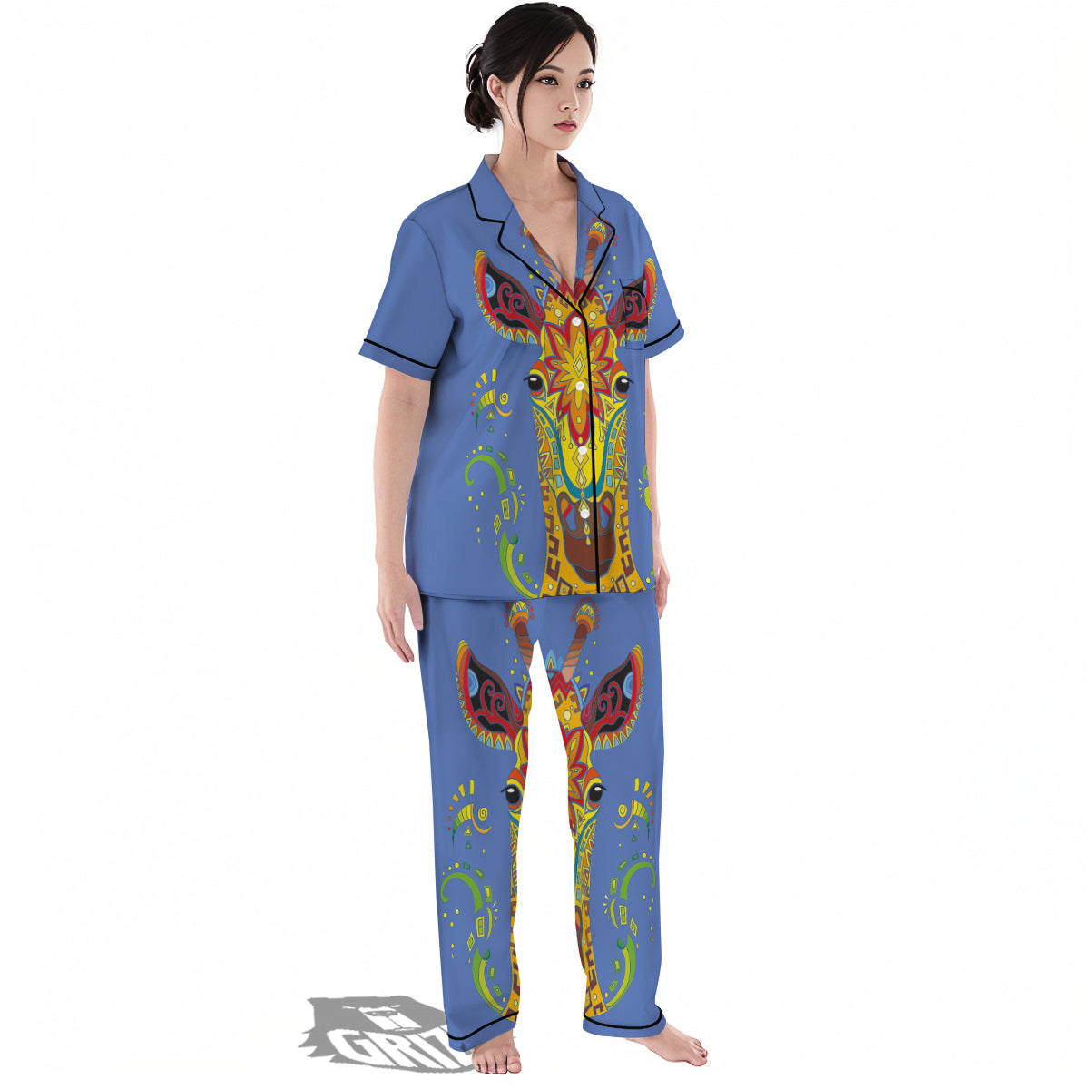 Portrait Giraffe Colorful Print Women's Pajamas Set-grizzshop