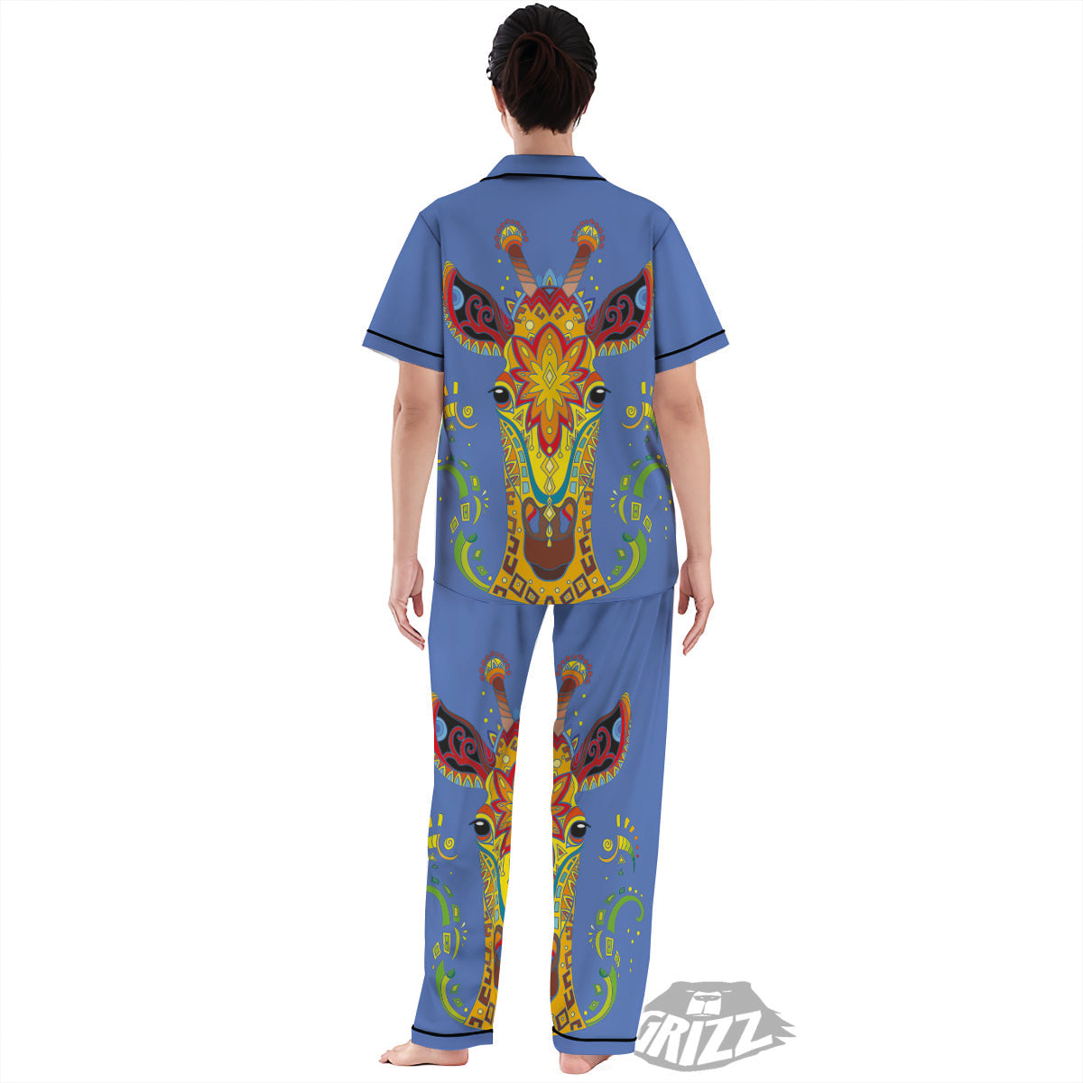 Portrait Giraffe Colorful Print Women's Pajamas Set-grizzshop