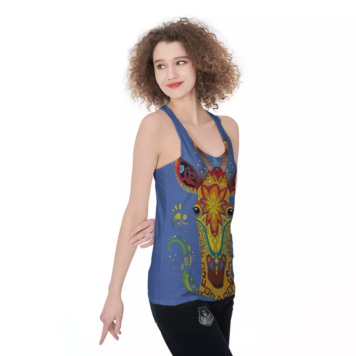 Portrait Giraffe Colorful Print Women's Racerback Tank Top-grizzshop