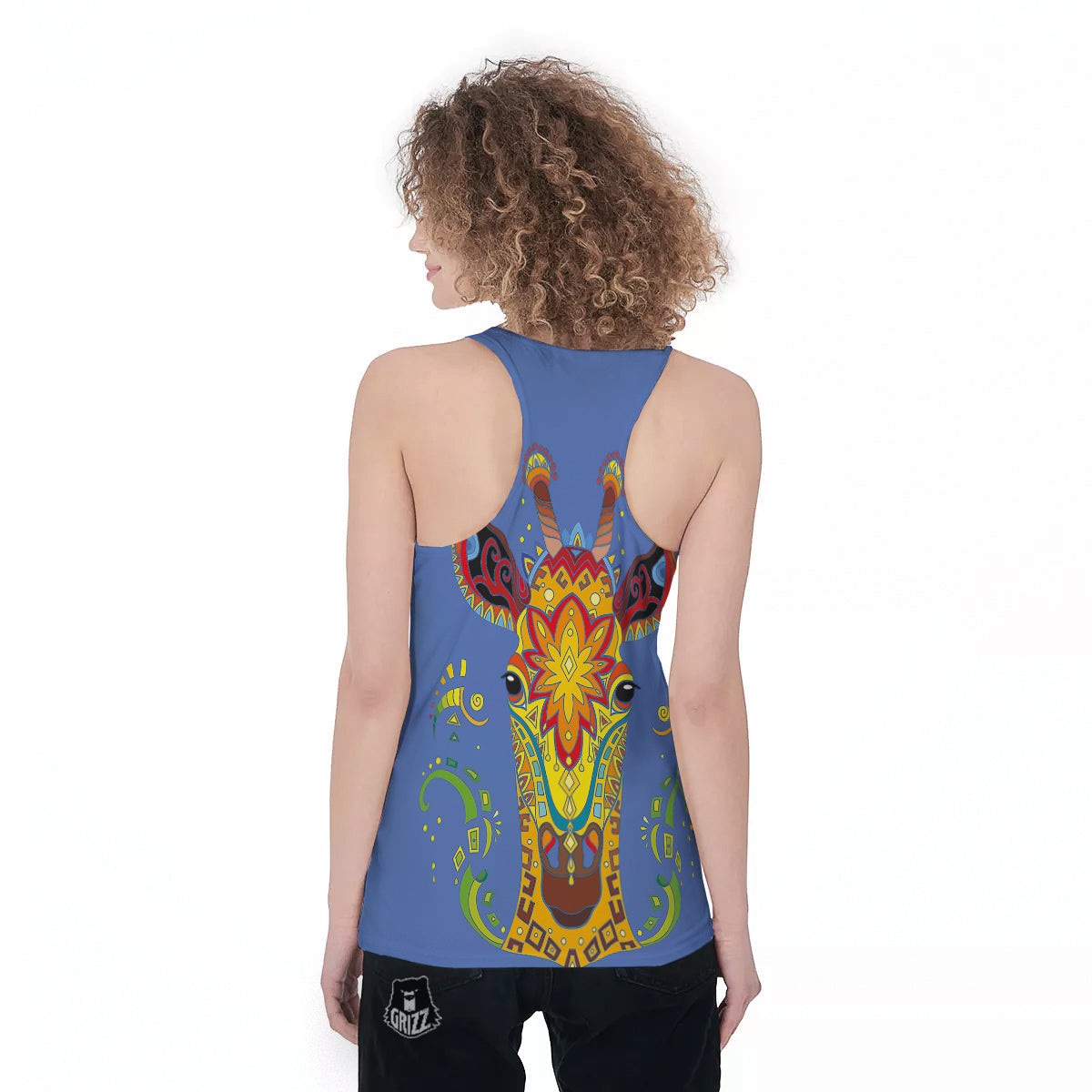 Portrait Giraffe Colorful Print Women's Racerback Tank Top-grizzshop