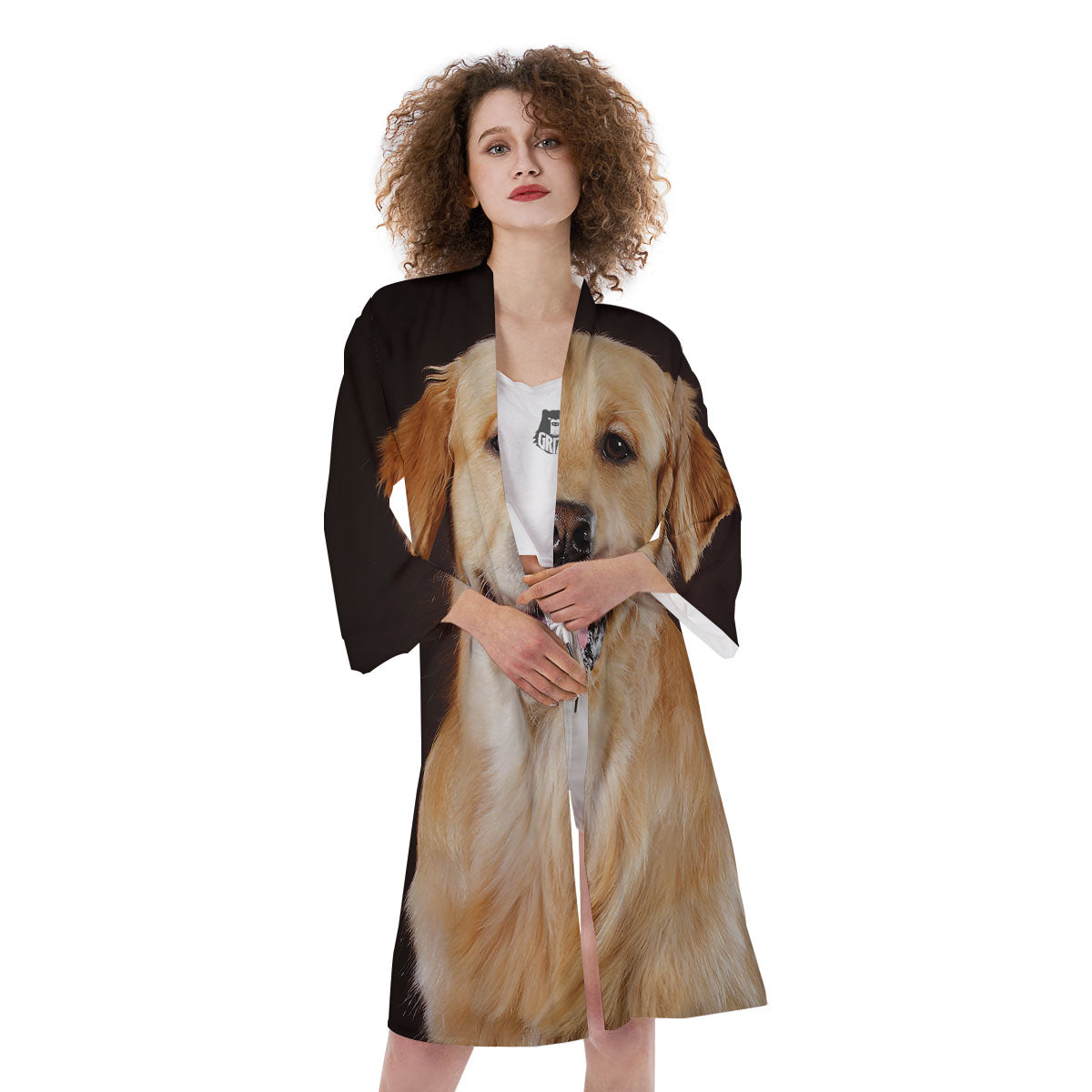 Portrait Golden Retriever Print Kimono-grizzshop