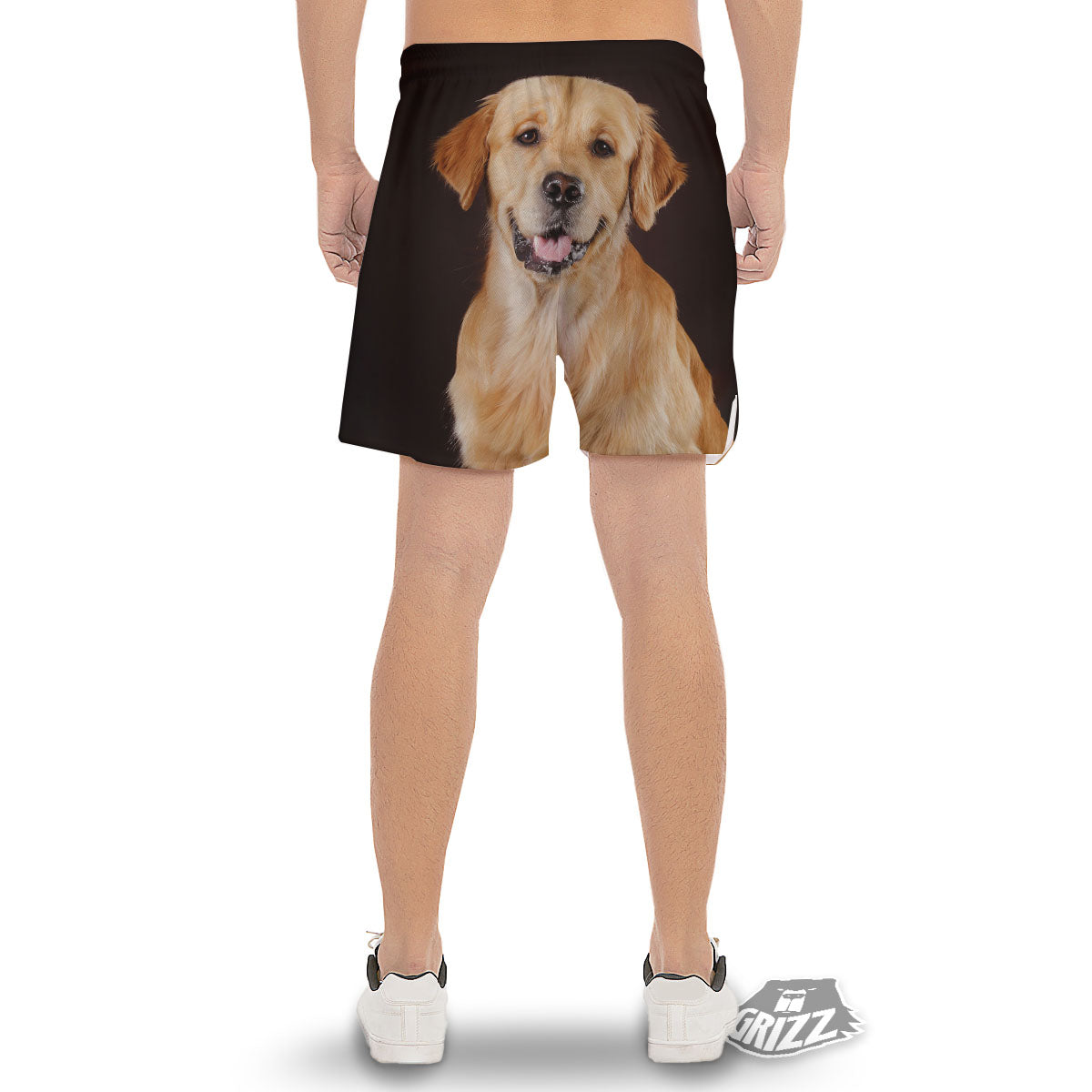 Portrait Golden Retriever Print Men's Gym Shorts-grizzshop