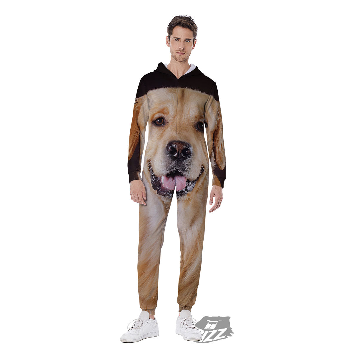 Portrait Golden Retriever Print Men's Jumpsuit-grizzshop