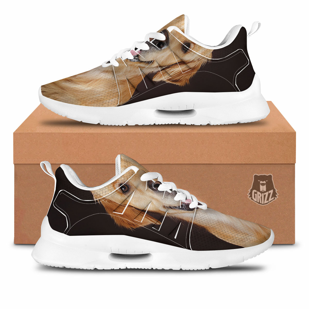 Portrait Golden Retriever Print Tennis Shoes-grizzshop