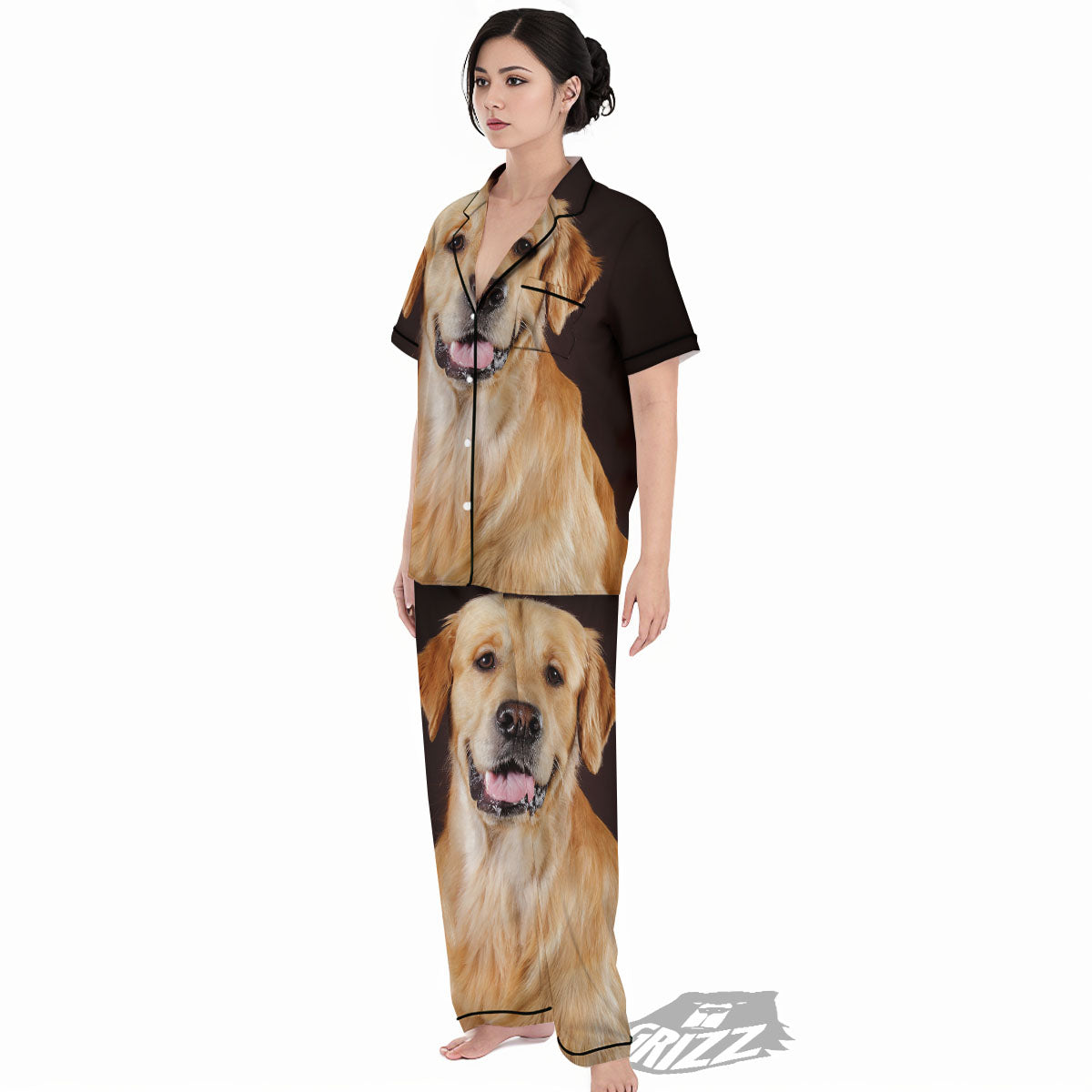 Portrait Golden Retriever Print Women's Pajamas Set-grizzshop