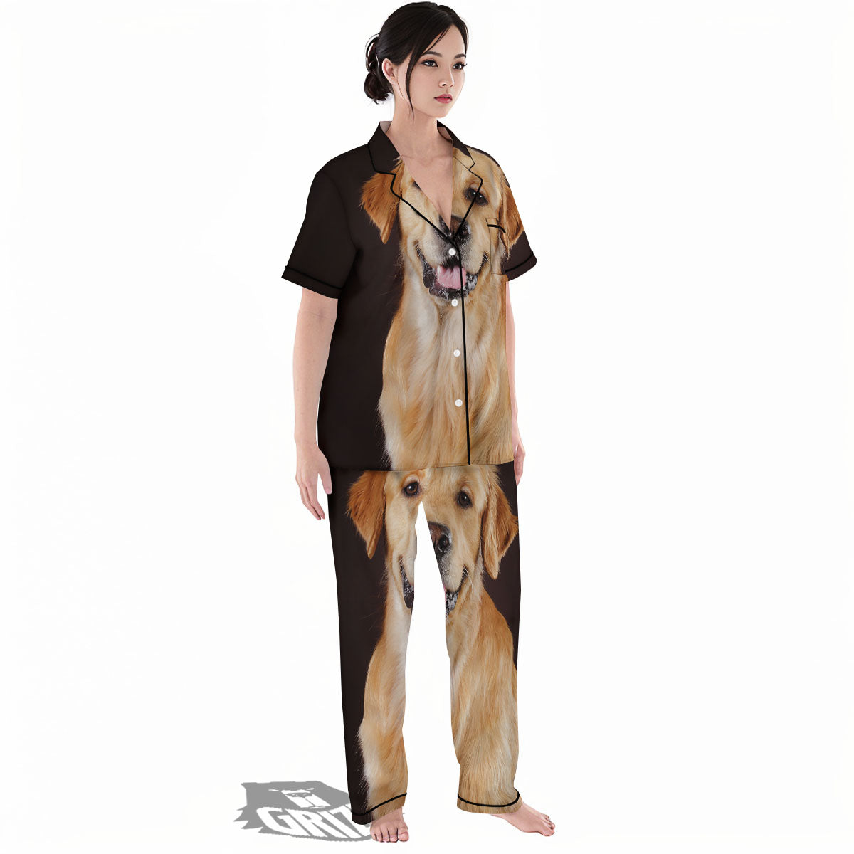 Portrait Golden Retriever Print Women's Pajamas Set-grizzshop
