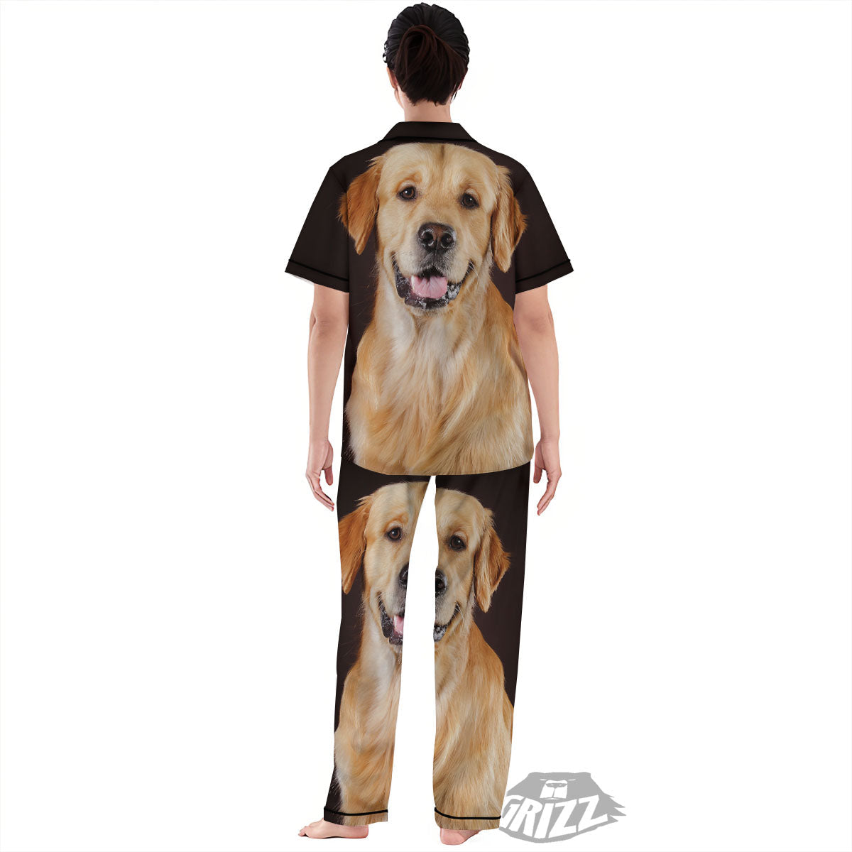 Portrait Golden Retriever Print Women's Pajamas Set-grizzshop