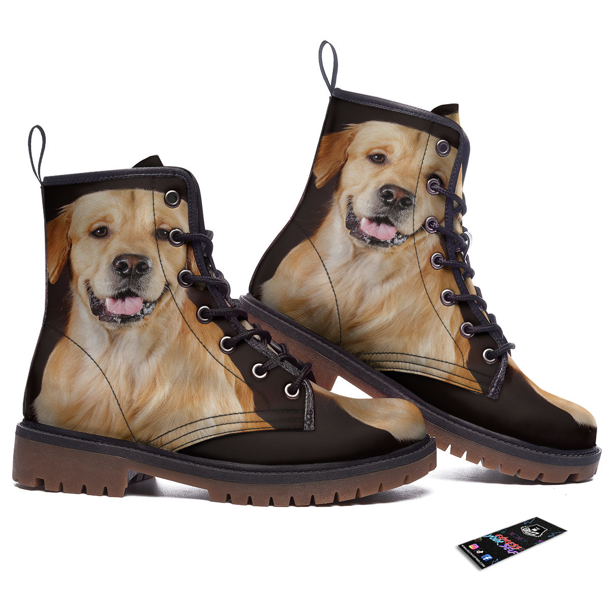 Portrait Golden Retriever Print Work Boots-grizzshop
