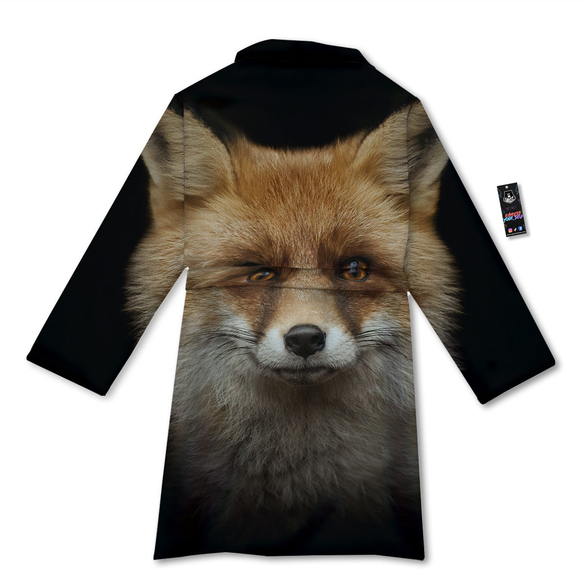 Portrait Head Fox Print Bathrobe-grizzshop