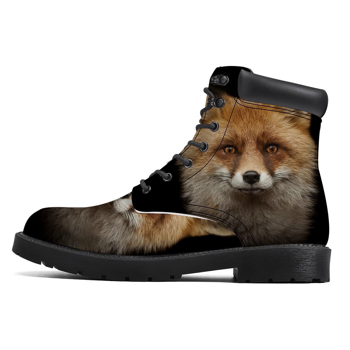 Portrait Head Fox Print Boots-grizzshop