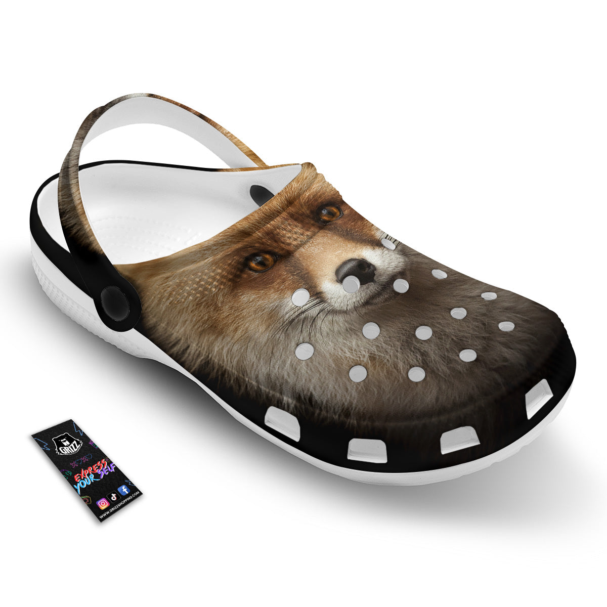 Portrait Head Fox Print Clog-grizzshop