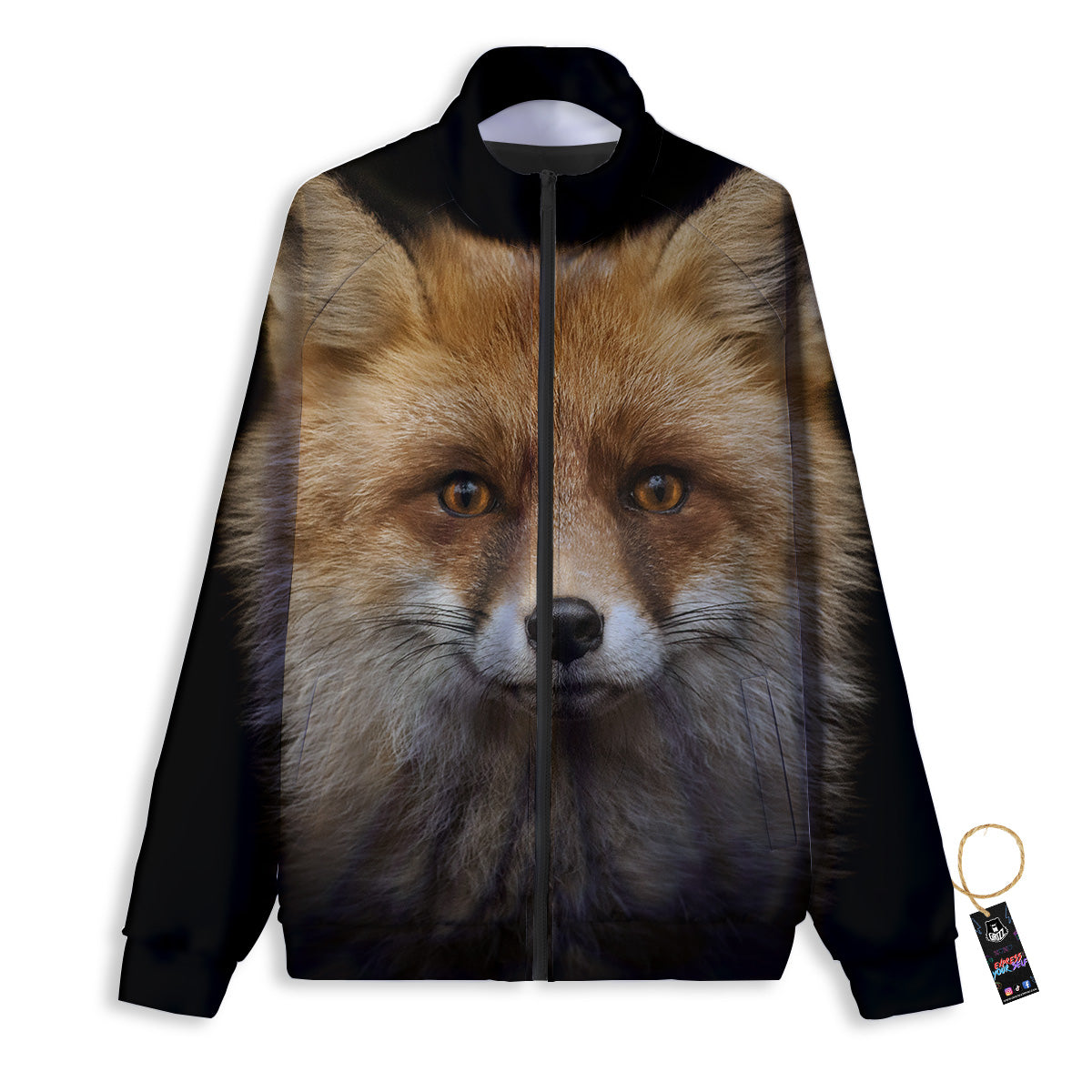 Portrait Head Fox Print Track Jacket-grizzshop