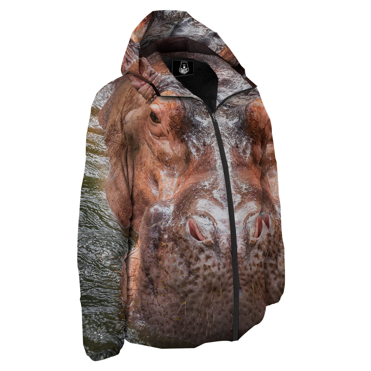Portrait Hippo Print Down Jacket-grizzshop