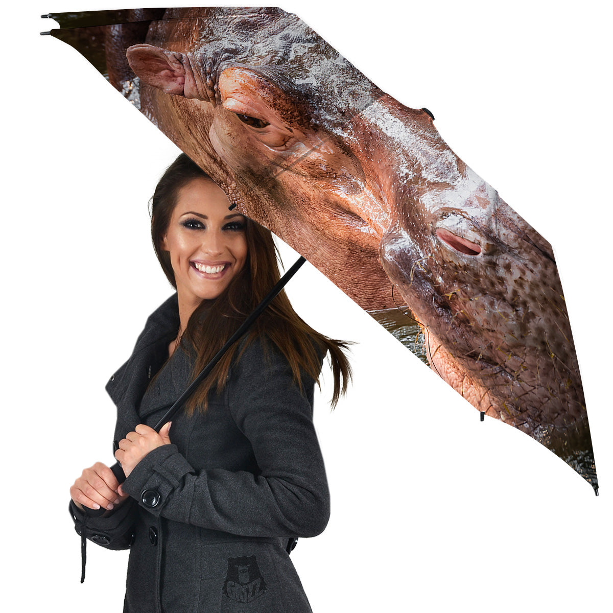 Portrait Hippo Print Umbrella-grizzshop