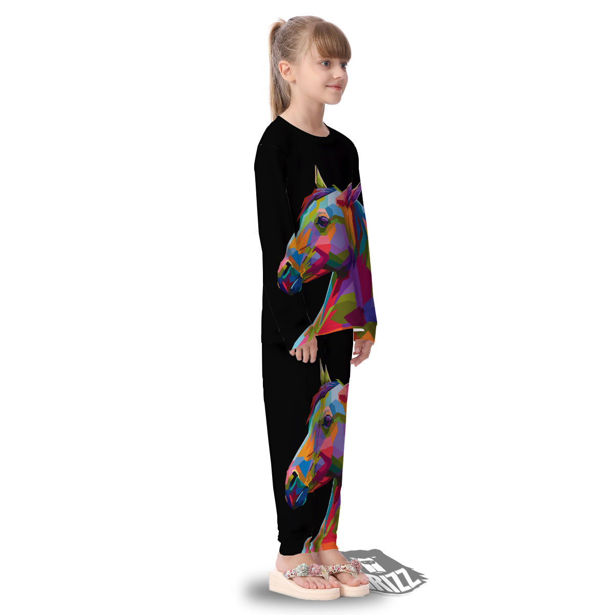 Portrait Horse Colorful Print Kid's Pajamas-grizzshop