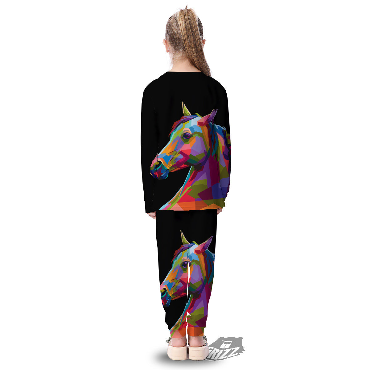 Portrait Horse Colorful Print Kid's Pajamas-grizzshop