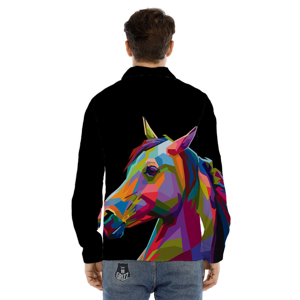 Portrait Horse Colorful Print Men's Dress Shirts-grizzshop