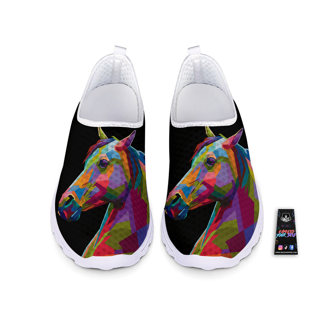 Portrait Horse Colorful Print Nurse Shoes-grizzshop