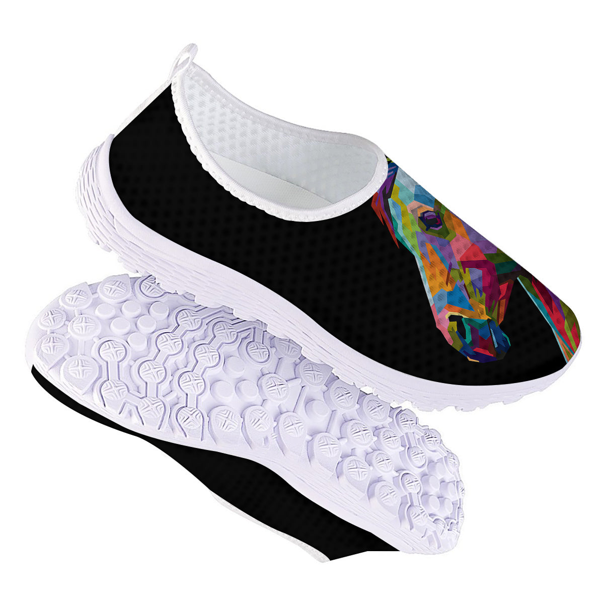 Portrait Horse Colorful Print Nurse Shoes-grizzshop