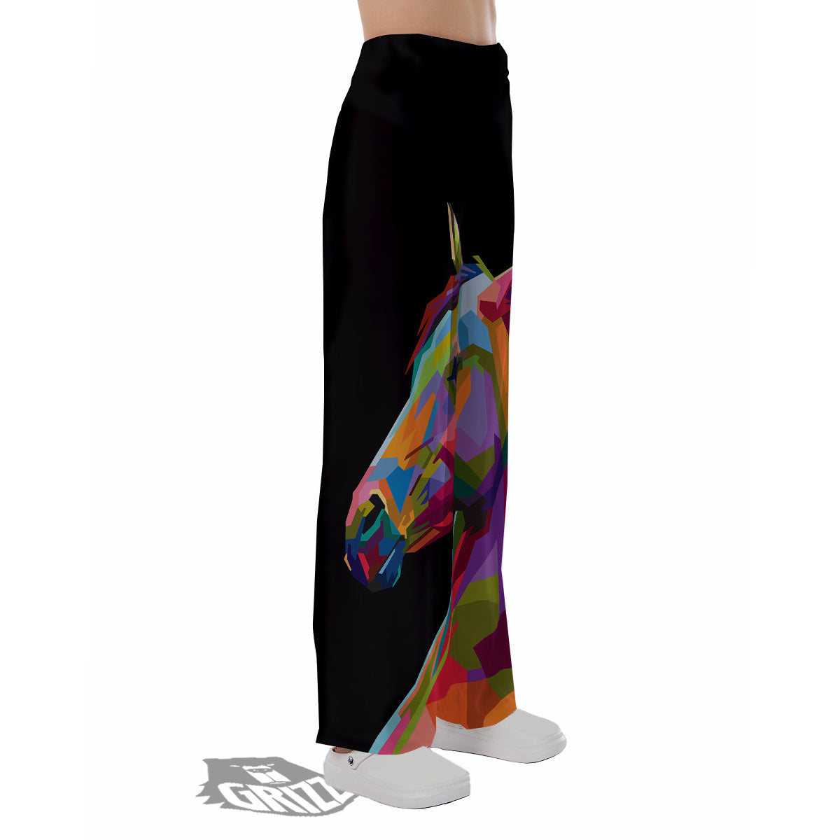Portrait Horse Colorful Print Pajama Pants-grizzshop