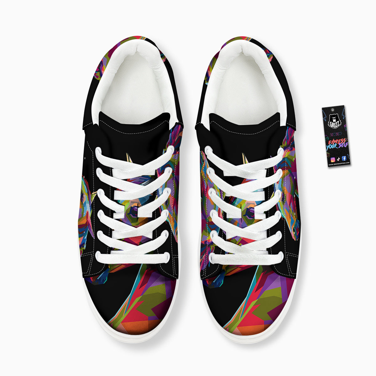 Portrait Horse Colorful Print Platform Shoes-grizzshop