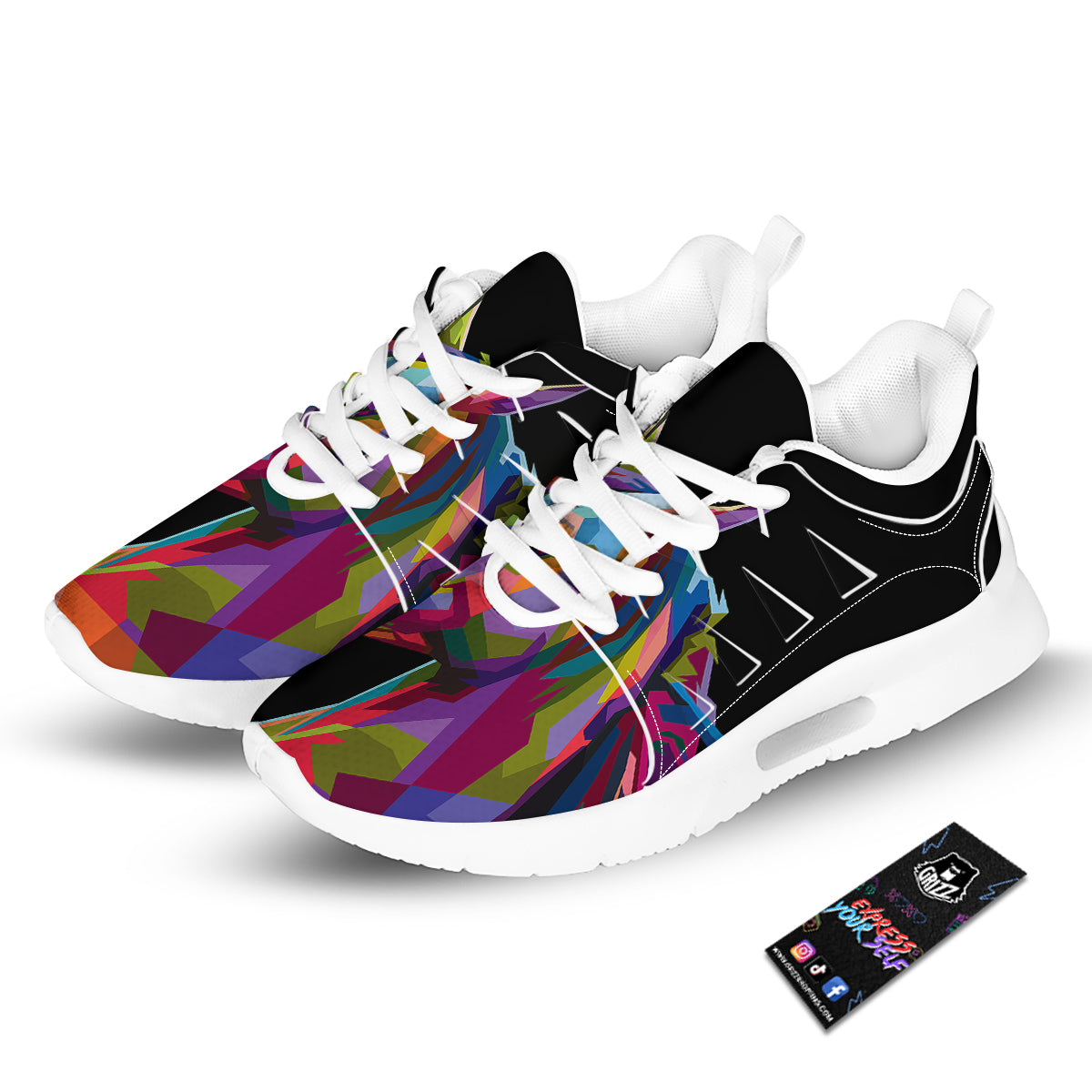 Portrait Horse Colorful Print Tennis Shoes-grizzshop