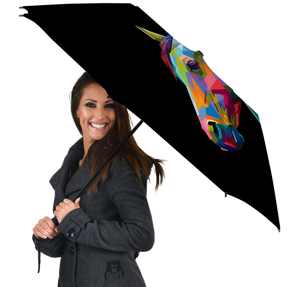 Portrait Horse Colorful Print Umbrella-grizzshop